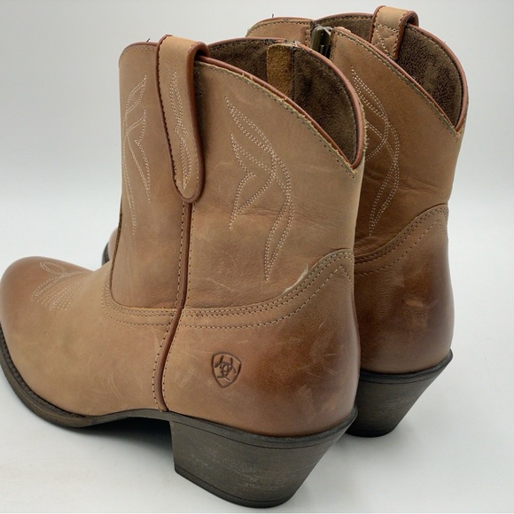 Ariat Darlin Western Brown Ankle Boots Side Zip Womens Sz 9 B Style 10017323 - Picture 3 of 8